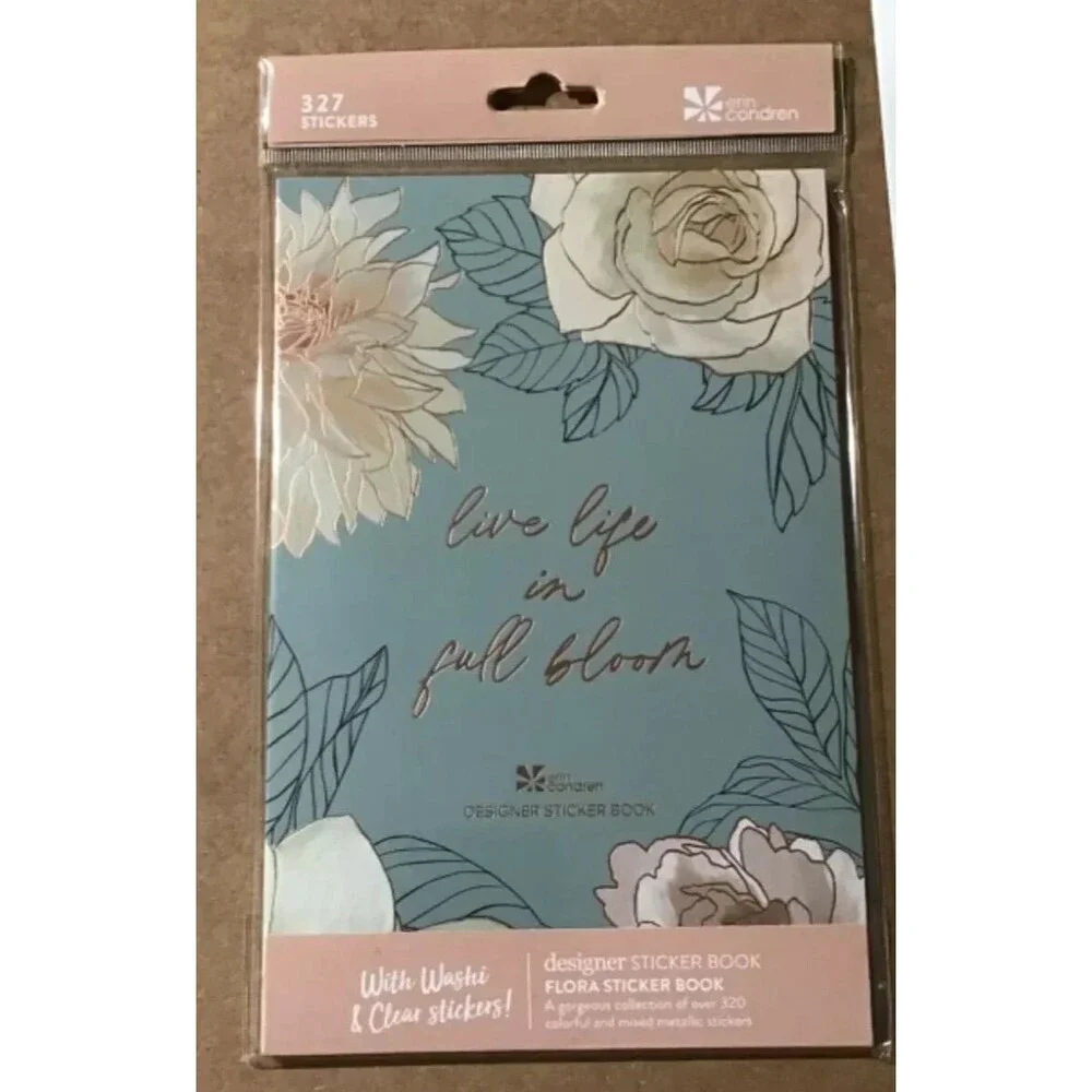 Erin Condren Flora Sticker Book 327 Pieces Planners Label Decorate New Designer